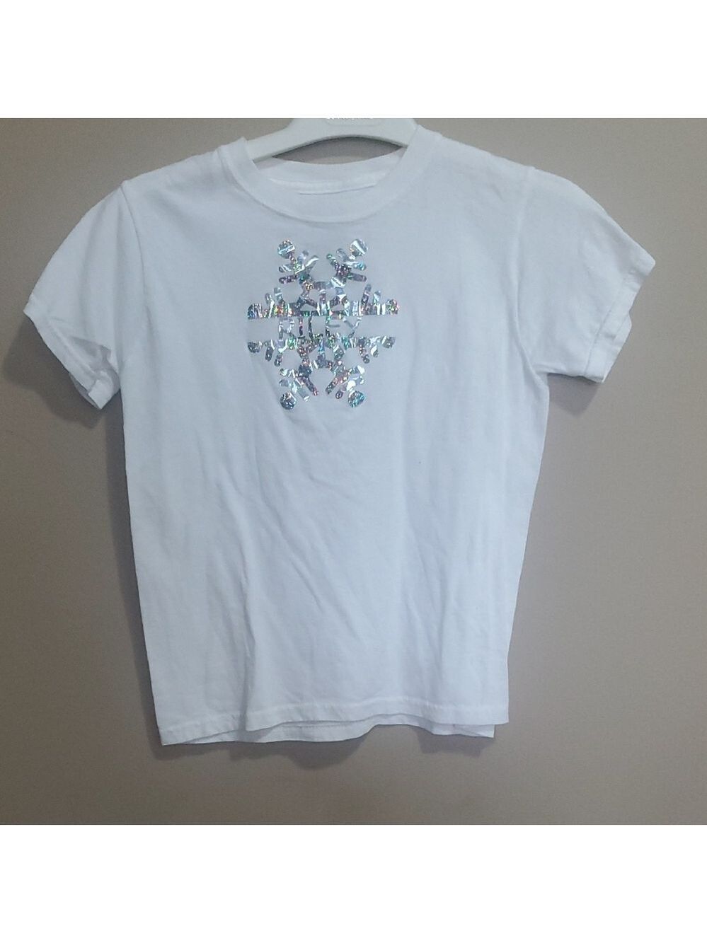 Hanes Kids White T-Shirt with Holographic Graphic Design Size Medium